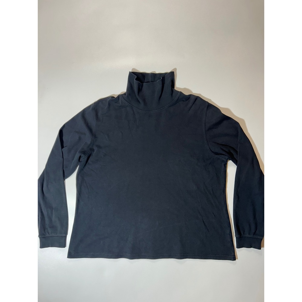 L.L.Bean Turtleneck Top Womens XL Navy Blue Excellent Long Sleeve Cotton